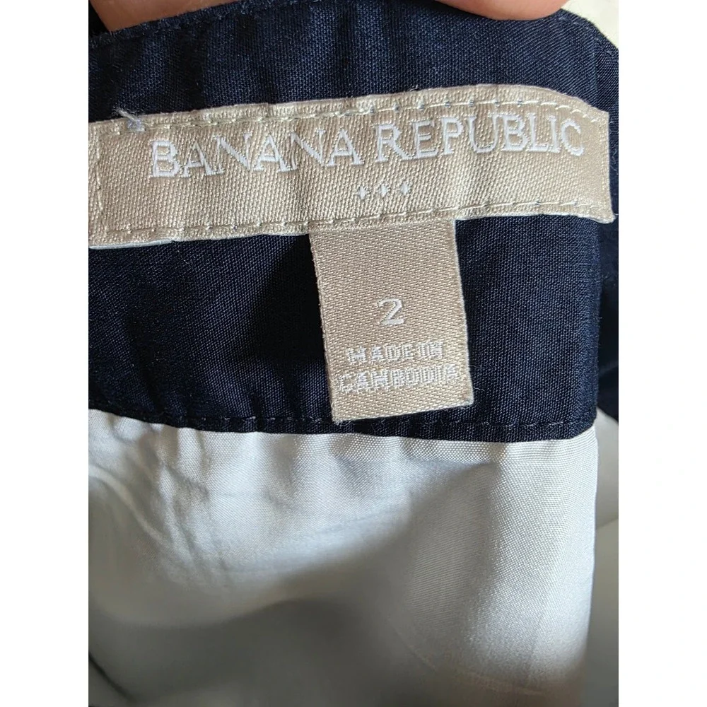 Banana Republic Navy White Striped Cotton Mini Skirt‎ 973623-00 SUM14